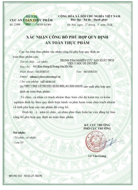 Mỡ Sinh Cơ Viện Y Học Cổ Truyền Quân Đội