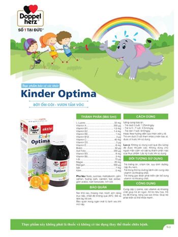 vitamin cho bé Doppelherz Kinder Optima hỗ trợ giúp bé ăn ngon, cải thiện tầm vóc